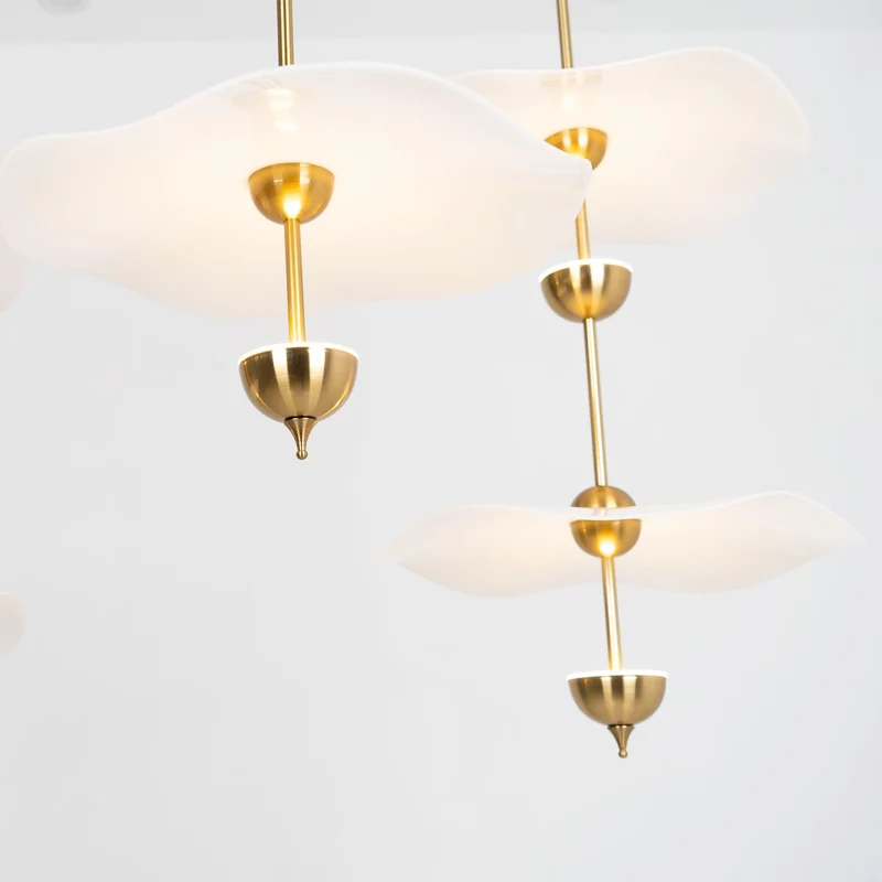 Dubbele Biscuit Hanglamp Wit Goud Rond Opaalwit Acryl Kap Design Verlichting Decoratief voor Woonkamer Eethoek Slaapkamer Modern Scandinavisch Interieur | Sansoti