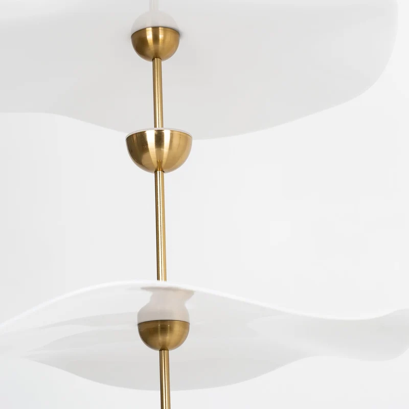 Dubbele Biscuit Hanglamp Wit Goud Rond Opaalwit Acryl Kap Design Verlichting Decoratief voor Woonkamer Eethoek Slaapkamer Modern Scandinavisch Interieur | Sansoti