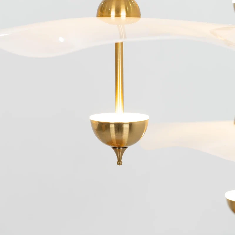 Dubbele Biscuit Hanglamp Wit Goud Rond Opaalwit Acryl Kap Design Verlichting Decoratief voor Woonkamer Eethoek Slaapkamer Modern Scandinavisch Interieur | Sansoti
