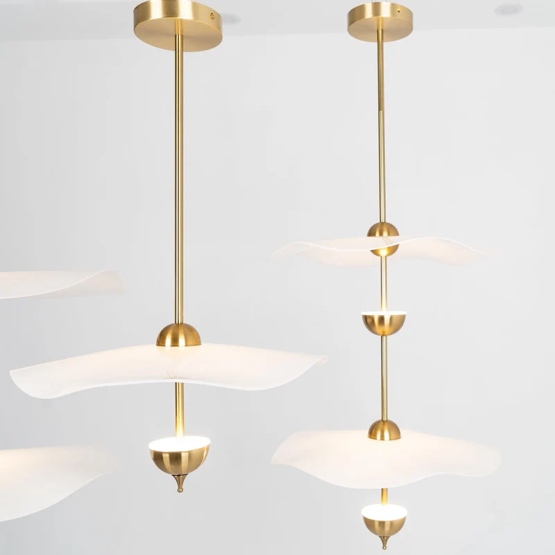 Dubbele Biscuit Hanglamp Wit Goud Rond Opaalwit Acryl Kap Design Verlichting Decoratief voor Woonkamer Eethoek Slaapkamer Modern Scandinavisch Interieur | Sansoti