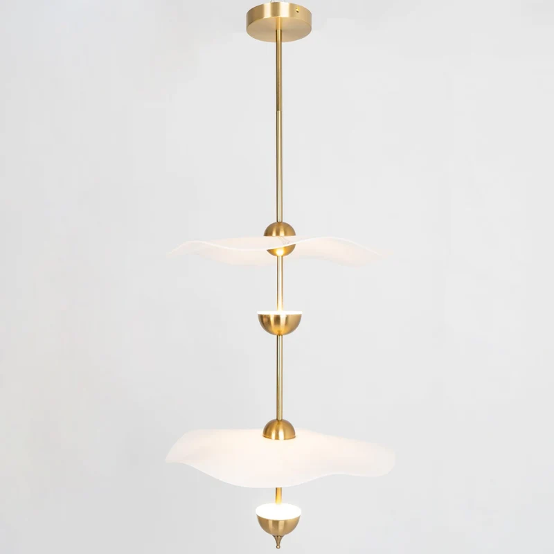 Dubbele Biscuit Hanglamp Wit Goud Rond Opaalwit Acryl Kap Design Verlichting Decoratief voor Woonkamer Eethoek Slaapkamer Modern Scandinavisch Interieur | Sansoti