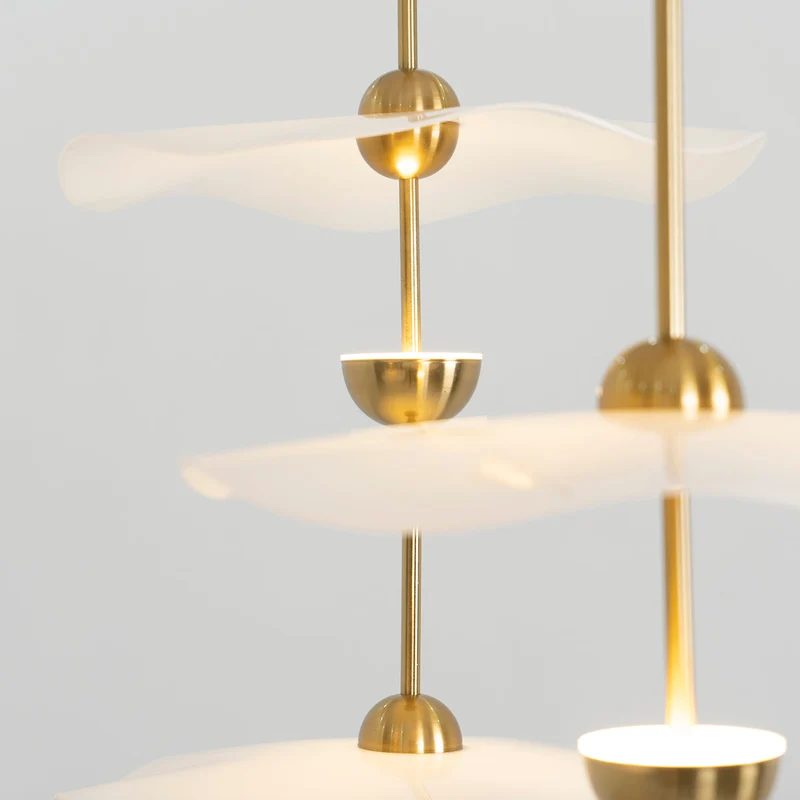 Dubbele Biscuit Hanglamp Wit Goud Rond Opaalwit Acryl Kap Design Verlichting Decoratief voor Woonkamer Eethoek Slaapkamer Modern Scandinavisch Interieur | Sansoti