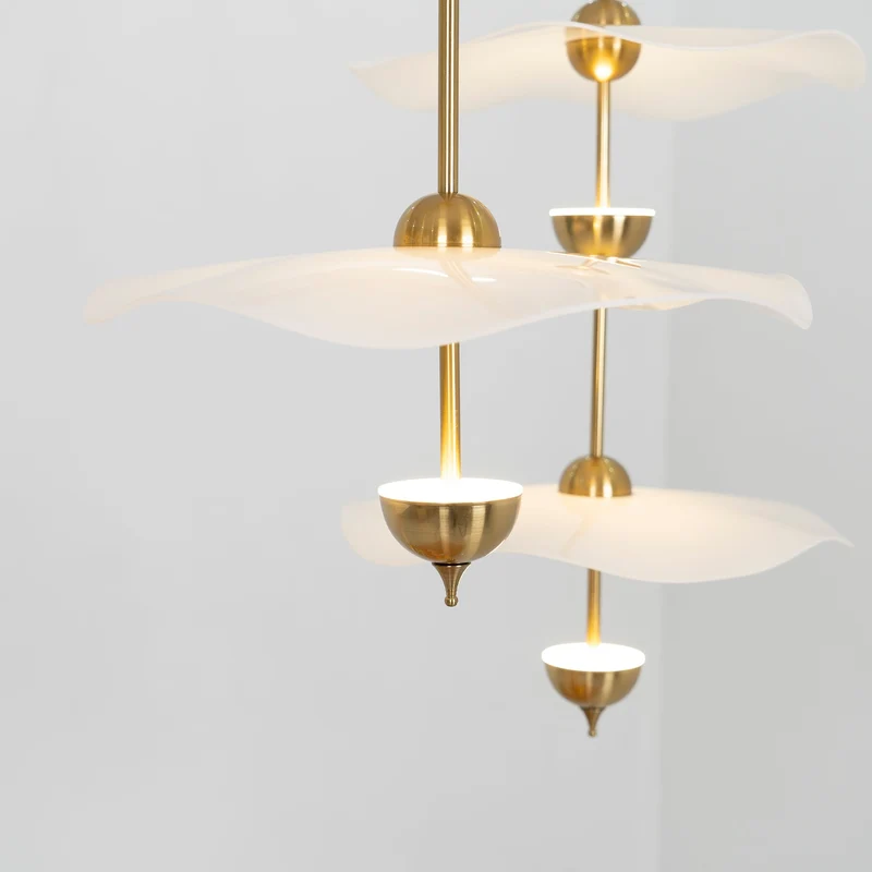 Dubbele Biscuit Hanglamp Wit Goud Rond Opaalwit Acryl Kap Design Verlichting Decoratief voor Woonkamer Eethoek Slaapkamer Modern Scandinavisch Interieur | Sansoti