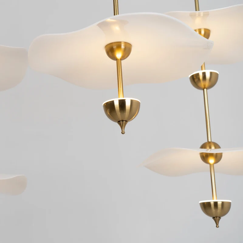 Dubbele Biscuit Hanglamp Wit Goud Rond Opaalwit Acryl Kap Design Verlichting Decoratief voor Woonkamer Eethoek Slaapkamer Modern Scandinavisch Interieur | Sansoti