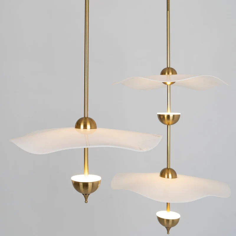 Dubbele Biscuit Hanglamp Wit Goud Rond Opaalwit Acryl Kap Design Verlichting Decoratief voor Woonkamer Eethoek Slaapkamer Modern Scandinavisch Interieur | Sansoti