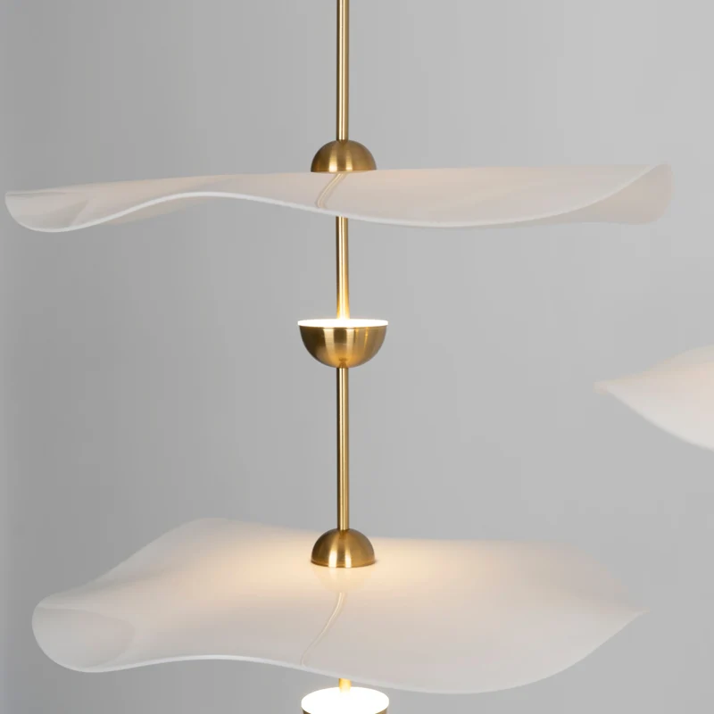 Dubbele Biscuit Hanglamp Wit Goud Rond Opaalwit Acryl Kap Design Verlichting Decoratief voor Woonkamer Eethoek Slaapkamer Modern Scandinavisch Interieur | Sansoti
