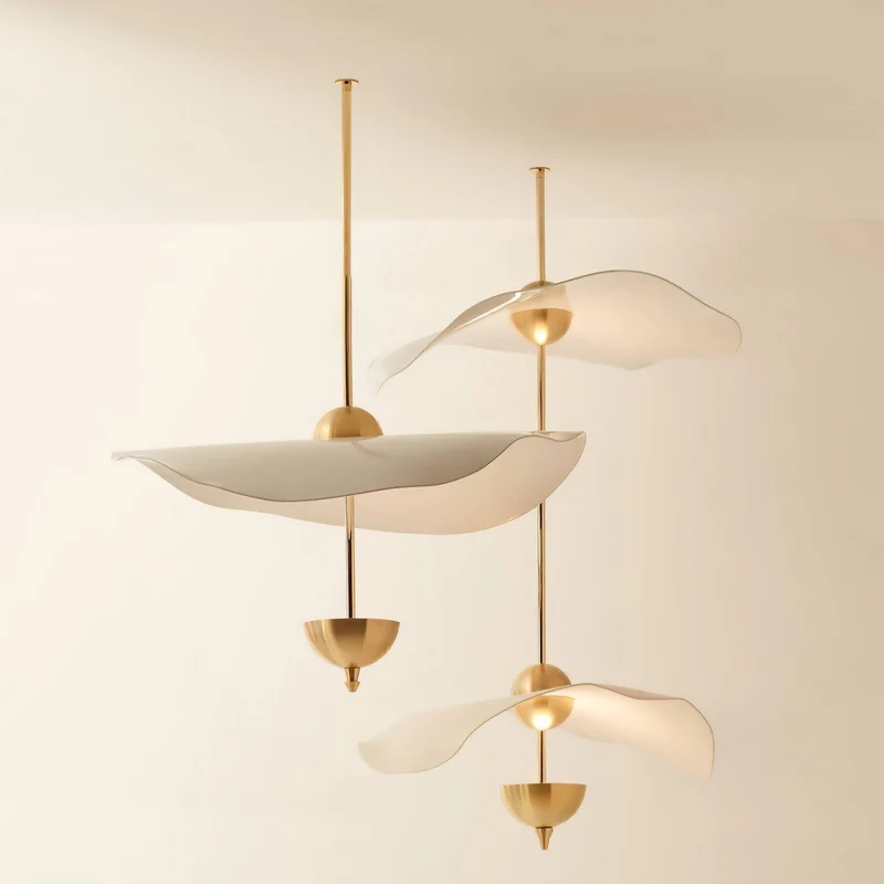 Dubbele Biscuit Hanglamp Wit Goud Rond Opaalwit Acryl Kap Design Verlichting Decoratief voor Woonkamer Eethoek Slaapkamer Modern Scandinavisch Interieur | Sansoti