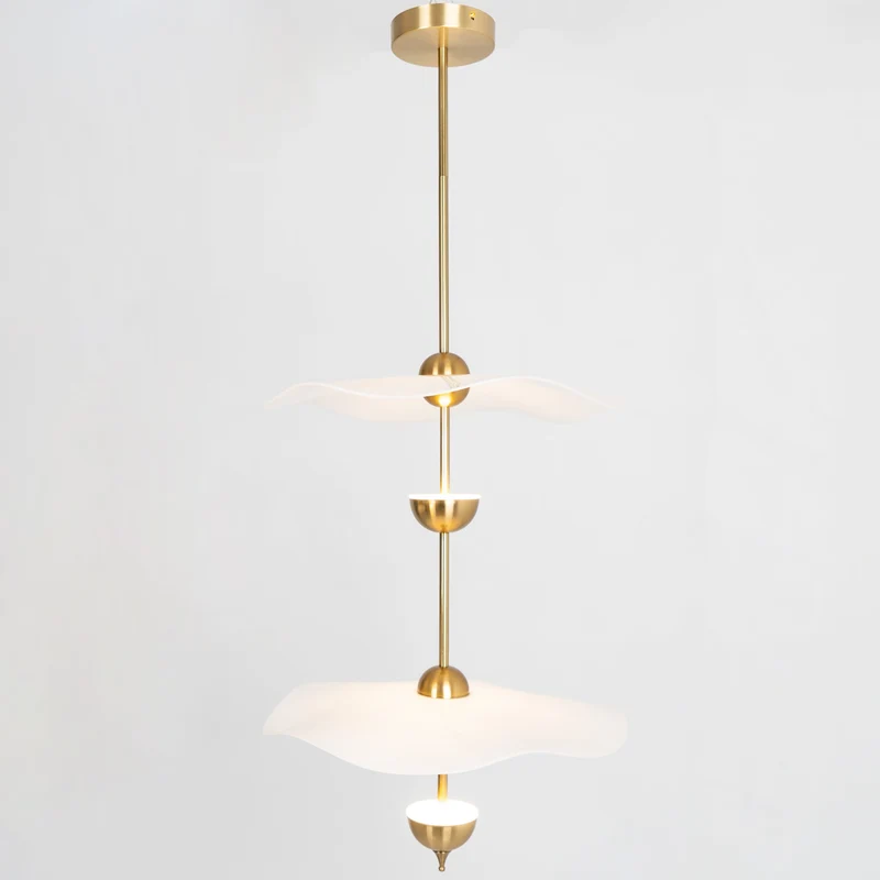 Dubbele Biscuit Hanglamp Wit Goud Rond Opaalwit Acryl Kap Design Verlichting Decoratief voor Woonkamer Eethoek Slaapkamer Modern Scandinavisch Interieur | Sansoti