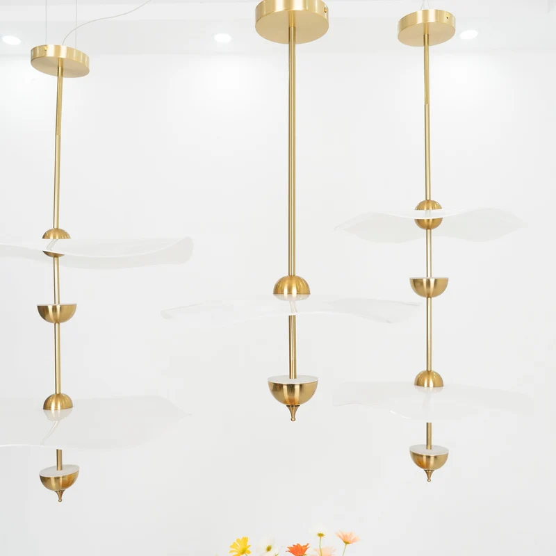 Dubbele Biscuit Hanglamp Wit Goud Rond Opaalwit Acryl Kap Design Verlichting Decoratief voor Woonkamer Eethoek Slaapkamer Modern Scandinavisch Interieur | Sansoti