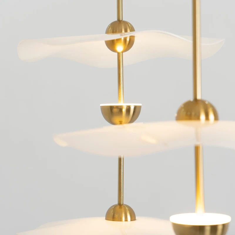 Dubbele Biscuit Hanglamp Wit Goud Rond Opaalwit Acryl Kap Design Verlichting Decoratief voor Woonkamer Eethoek Slaapkamer Modern Scandinavisch Interieur | Sansoti