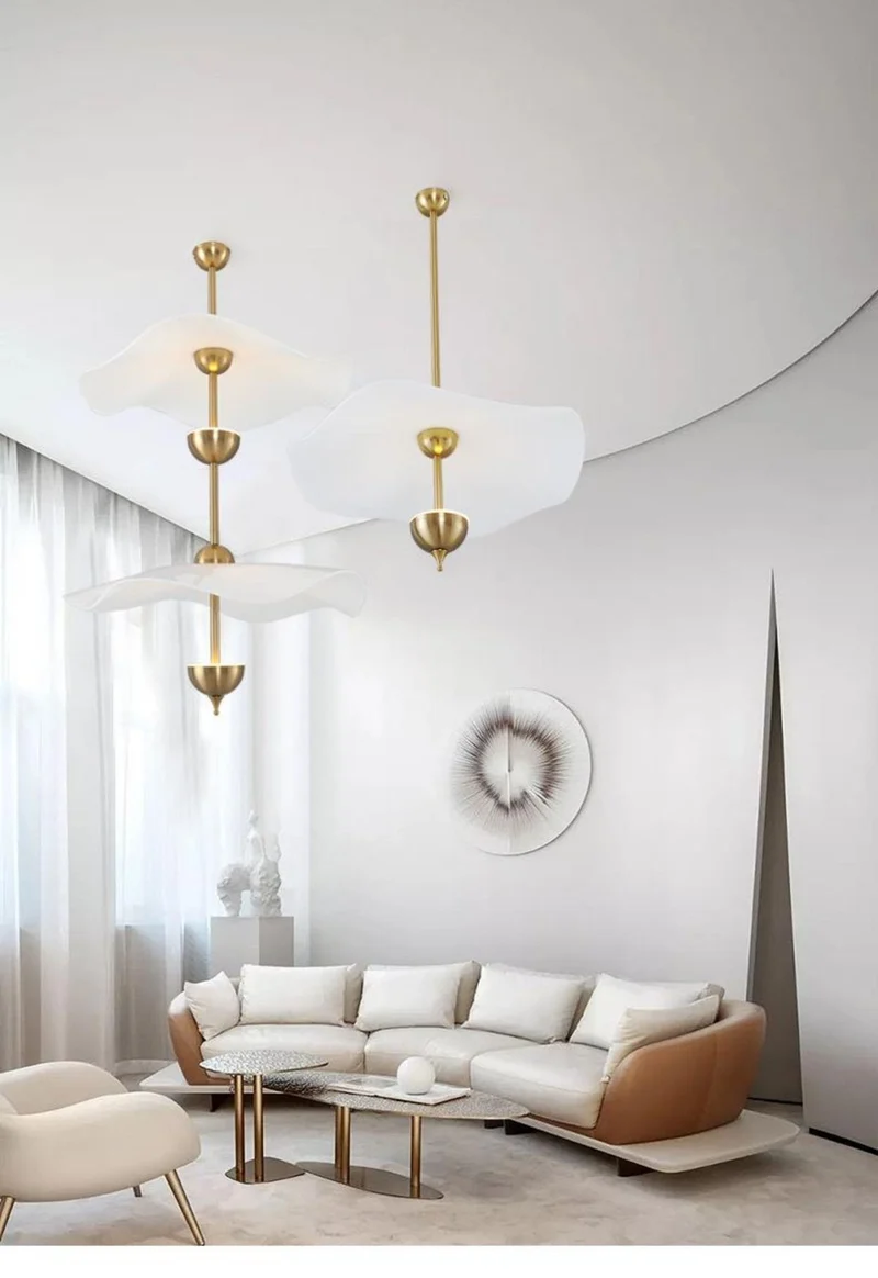 Dubbele Biscuit Hanglamp Wit Goud Rond Opaalwit Acryl Kap Design Verlichting Decoratief voor Woonkamer Eethoek Slaapkamer Modern Scandinavisch Interieur | Sansoti