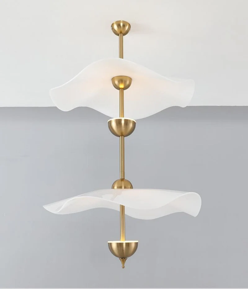 Dubbele Biscuit Hanglamp Wit Goud Rond Opaalwit Acryl Kap Design Verlichting Decoratief voor Woonkamer Eethoek Slaapkamer Modern Scandinavisch Interieur | Sansoti