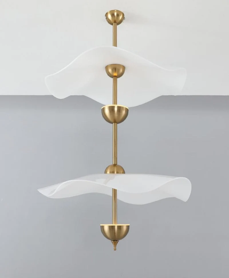 Dubbele Biscuit Hanglamp Wit Goud Rond Opaalwit Acryl Kap Design Verlichting Decoratief voor Woonkamer Eethoek Slaapkamer Modern Scandinavisch Interieur | Sansoti