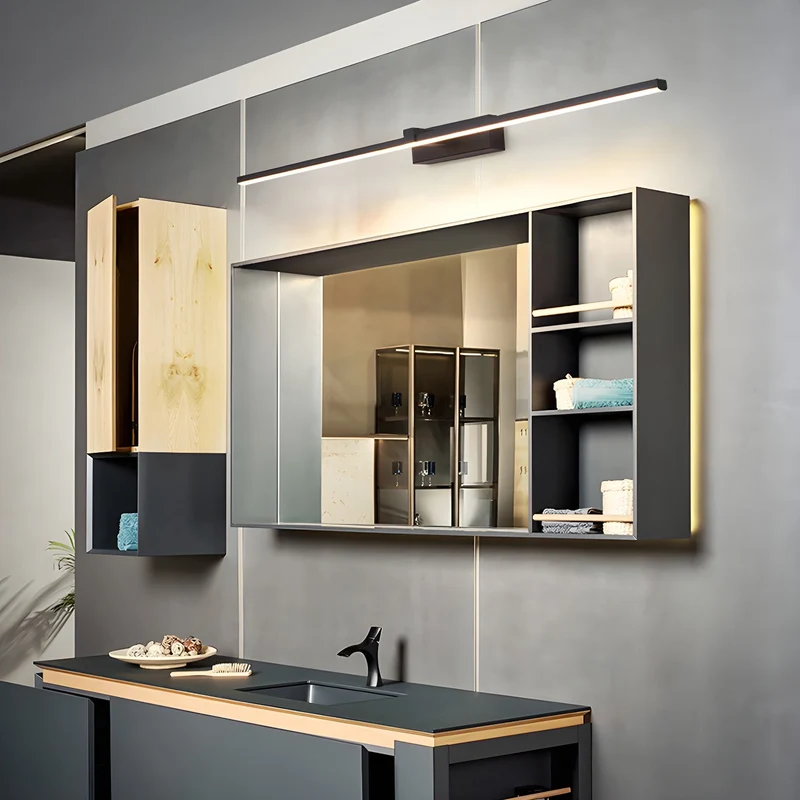 Lineaire Spiegelverlichting Metaal – Geïntegreerde LED Wandlamp in Zwart – 3 Lengtes | Sansoti