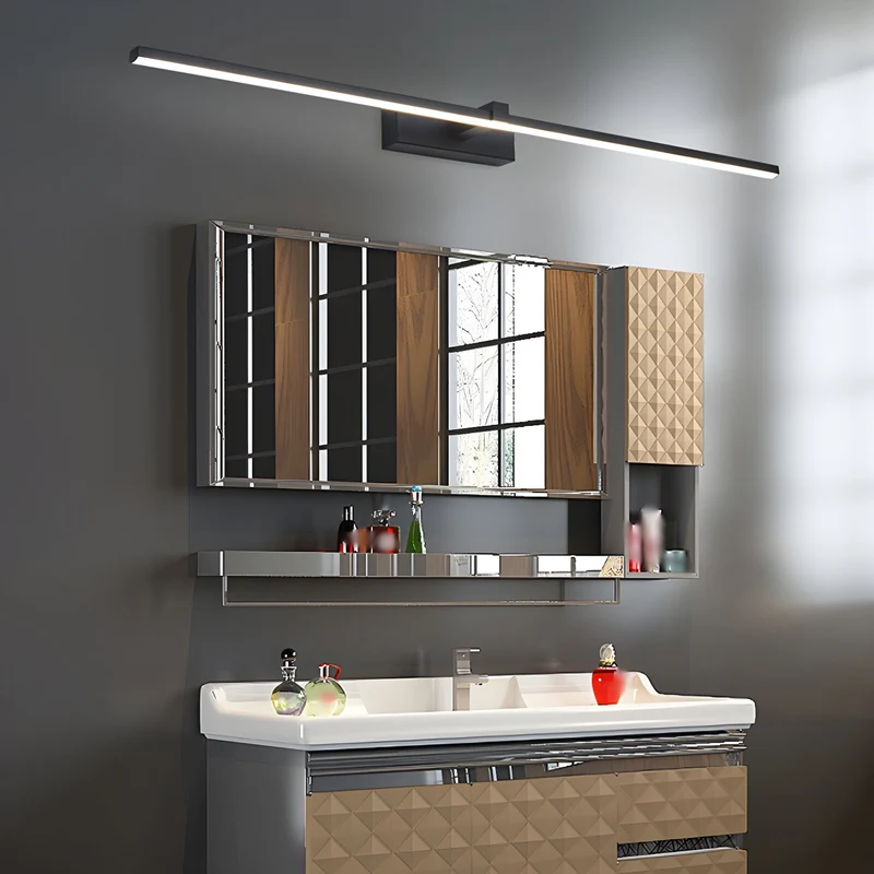 Lineaire Spiegelverlichting Metaal – Geïntegreerde LED Wandlamp in Zwart – 3 Lengtes | Sansoti