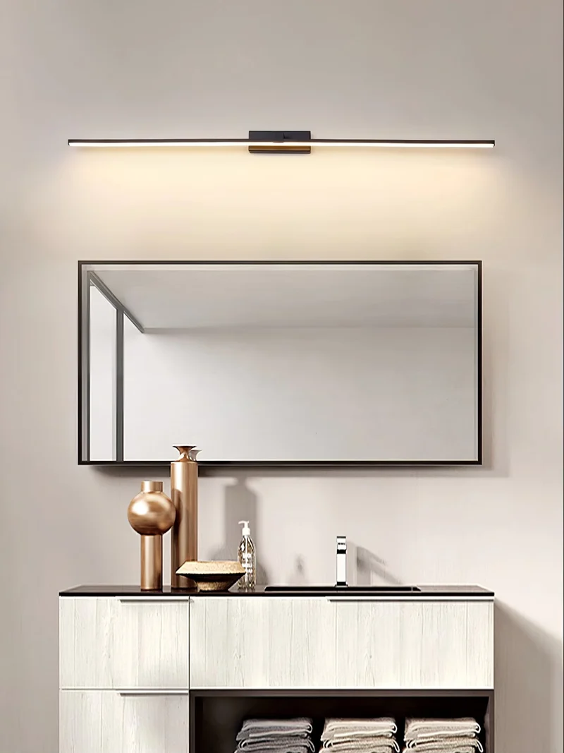 Lineaire Spiegelverlichting Metaal – Geïntegreerde LED Wandlamp in Zwart – 3 Lengtes | Sansoti