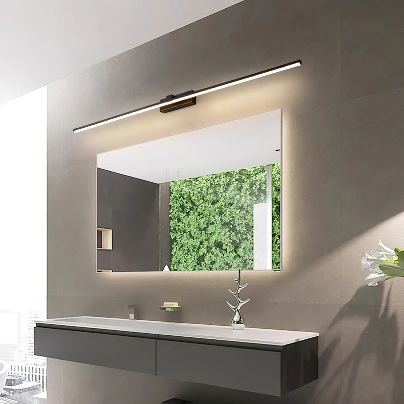 Lineaire Spiegelverlichting Metaal – Geïntegreerde LED Wandlamp in Zwart – 3 Lengtes | Sansoti