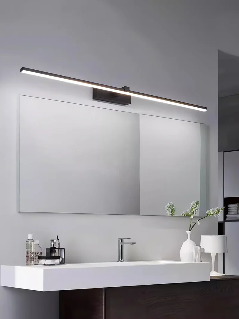 Lineaire Spiegelverlichting Metaal – Geïntegreerde LED Wandlamp in Zwart – 3 Lengtes | Sansoti