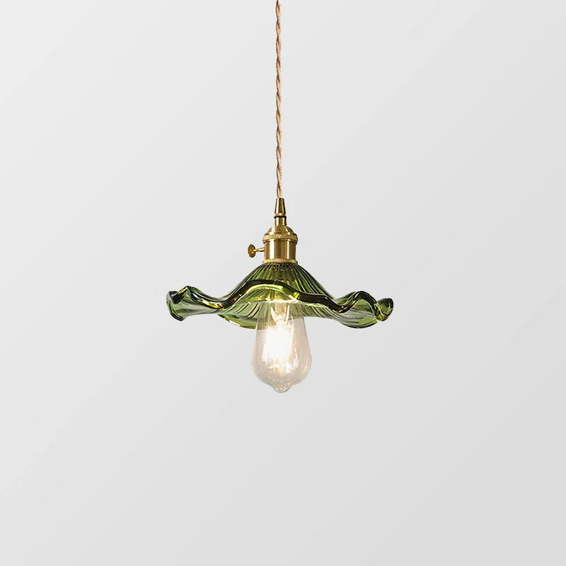 Selene Glazen Hanglamp – Hibiscusbloem Design Messing Glas – Hangende Verlichting Eetkamer Woonkamer Slaapkamer – E27 Fitting 23-33cm | Sansoti