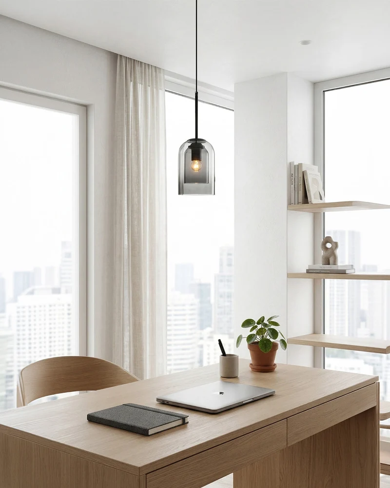 Glazen Hanglamp Ginza met Gebogen Vorm en Zachte Sfeerverlichting Warm Wit – E27 Fitting Inclusief Dimbare Compatibiliteit | Sansoti