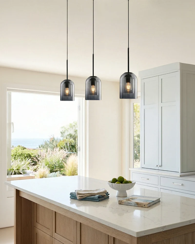 Glazen Hanglamp Ginza met Gebogen Vorm en Zachte Sfeerverlichting Warm Wit – E27 Fitting Inclusief Dimbare Compatibiliteit | Sansoti