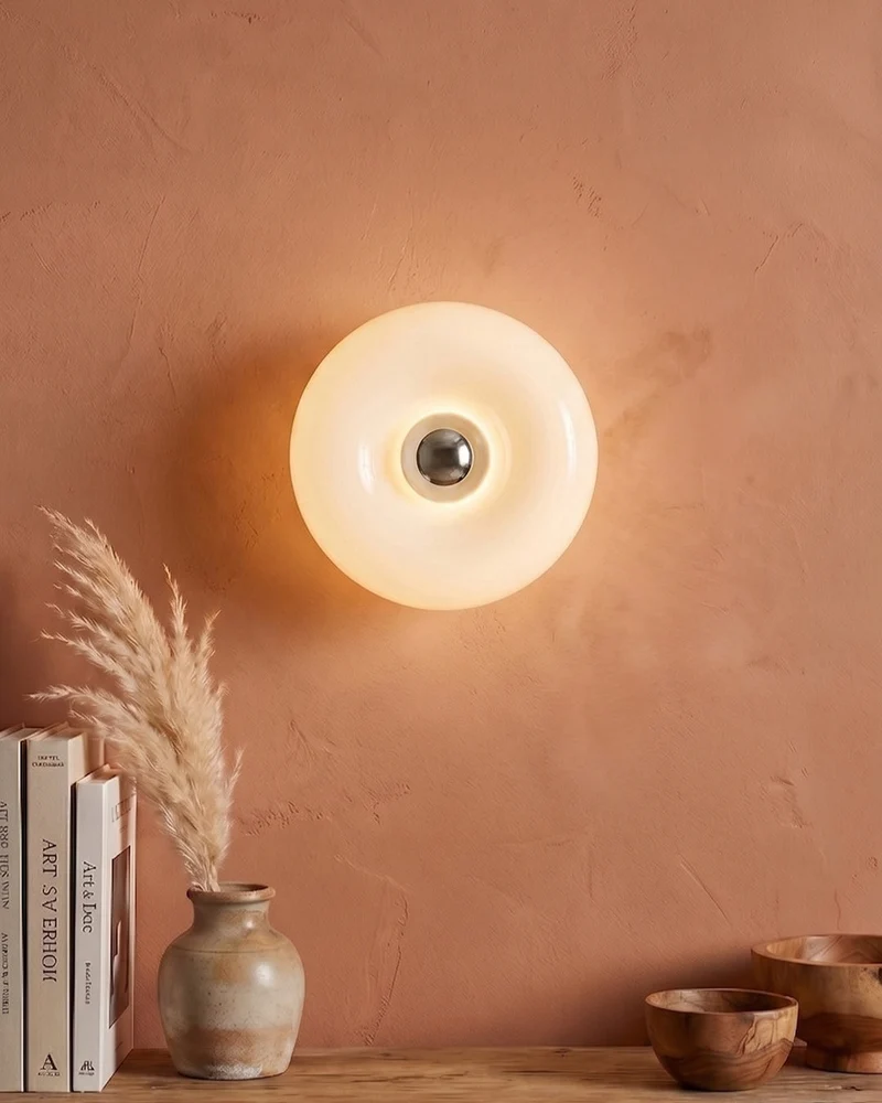 NARA Sculptural Donut Lamp met 3 Kleurtemperaturen – Dimbare Glazen Tafellamp Bauhaus Design Touch Control Wandmonteerbaar Ambient Lighting | Sansoti