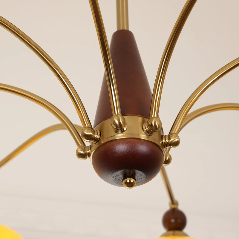 Retro Calliope Kroonluchter – Metalen Hanglamp met Glazen Kappen – 3, 5 of 8 Lichtpunten – Klassiek Vintage Design voor Eetkamer en Woonkamer | Sansoti