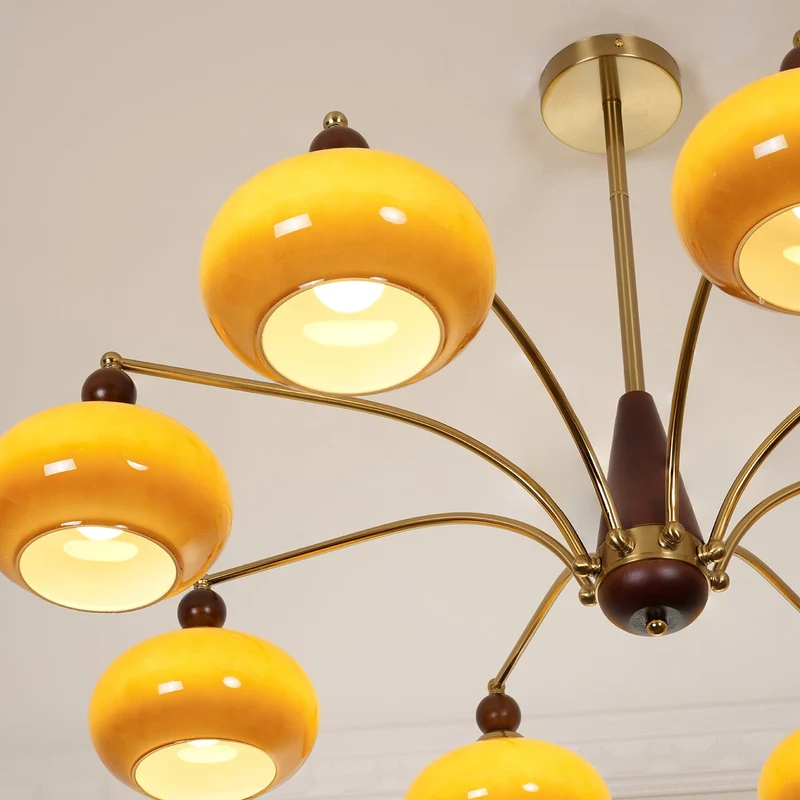 Retro Calliope Kroonluchter – Metalen Hanglamp met Glazen Kappen – 3, 5 of 8 Lichtpunten – Klassiek Vintage Design voor Eetkamer en Woonkamer | Sansoti