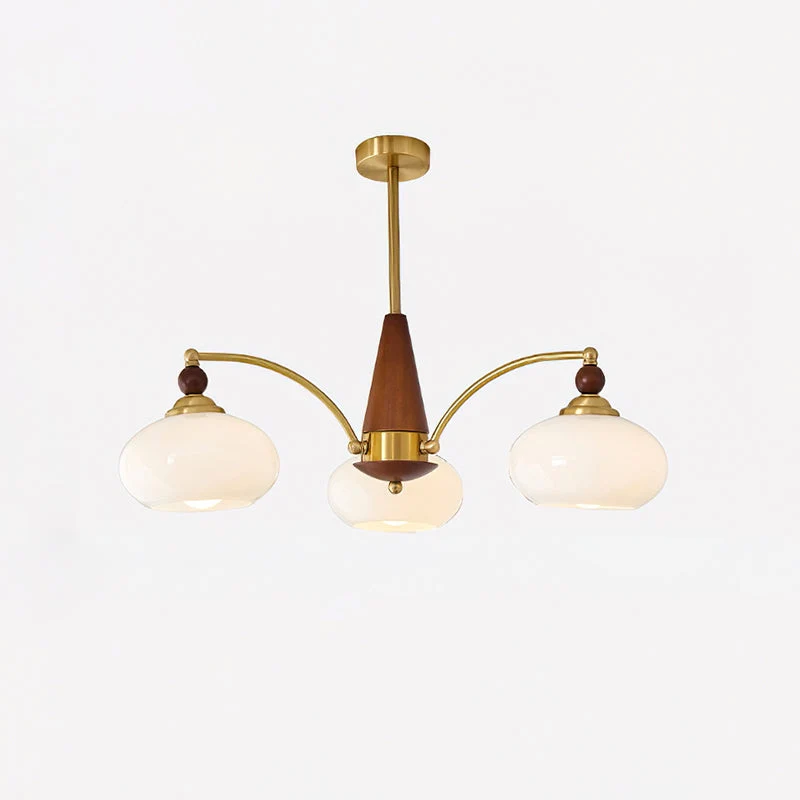 Retro Calliope Kroonluchter – Metalen Hanglamp met Glazen Kappen – 3, 5 of 8 Lichtpunten – Klassiek Vintage Design voor Eetkamer en Woonkamer | Sansoti