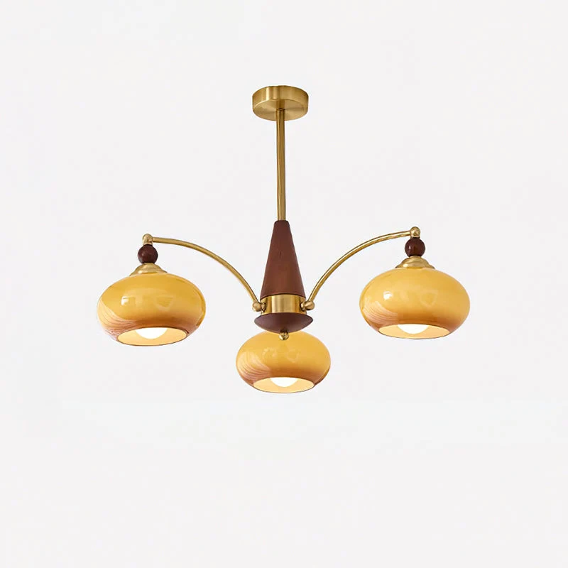 Retro Calliope Kroonluchter – Metalen Hanglamp met Glazen Kappen – 3, 5 of 8 Lichtpunten – Klassiek Vintage Design voor Eetkamer en Woonkamer | Sansoti