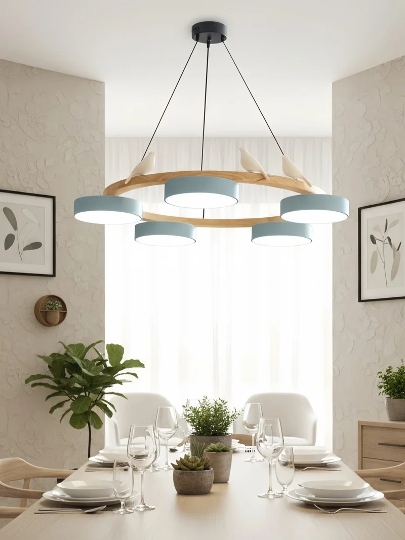 Decoratieve Vogelkroonluchter met Gekleurde Cirkels voor Eetkamer en Woonkamer | Sansoti