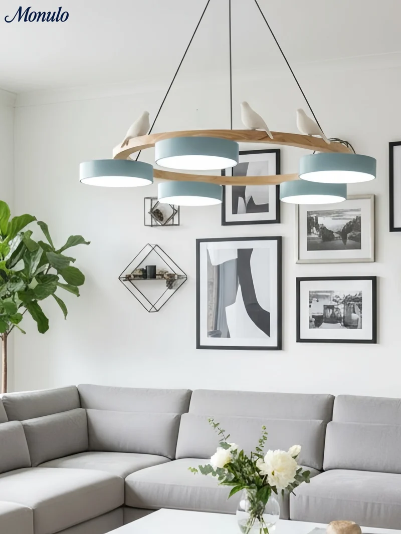 Decoratieve Vogelkroonluchter met Gekleurde Cirkels voor Eetkamer en Woonkamer | Sansoti