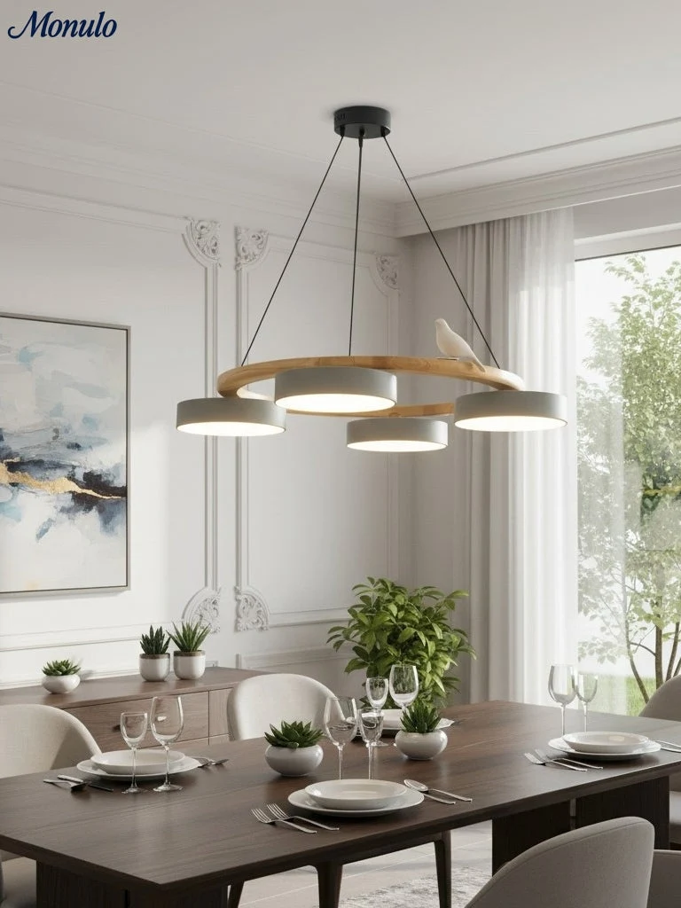 Decoratieve Vogelkroonluchter met Gekleurde Cirkels voor Eetkamer en Woonkamer | Sansoti