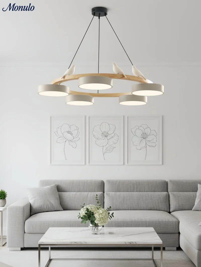 Decoratieve Vogelkroonluchter met Gekleurde Cirkels voor Eetkamer en Woonkamer | Sansoti