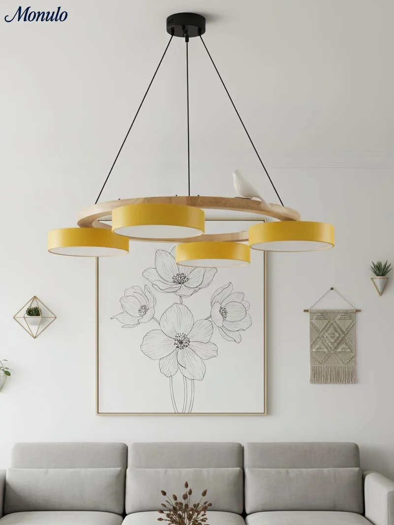 Decoratieve Vogelkroonluchter met Gekleurde Cirkels voor Eetkamer en Woonkamer | Sansoti