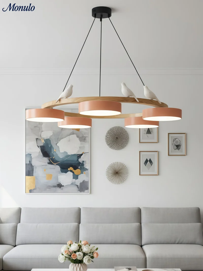 Decoratieve Vogelkroonluchter met Gekleurde Cirkels voor Eetkamer en Woonkamer | Sansoti