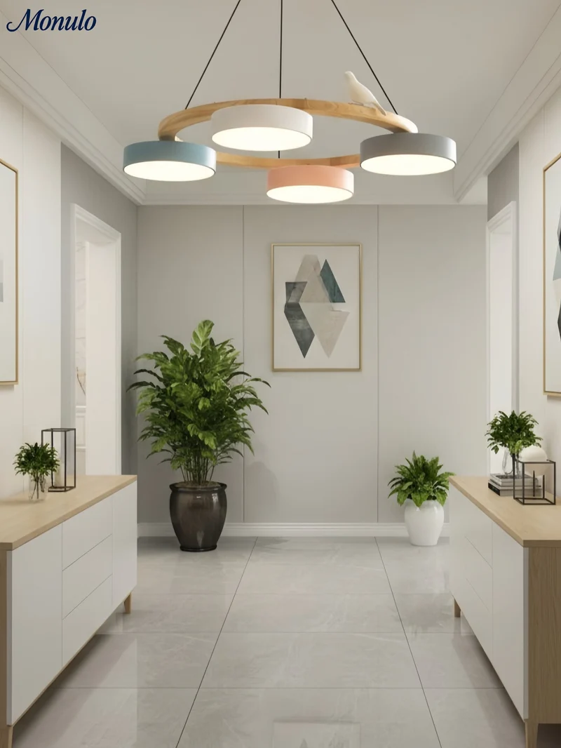Decoratieve Vogelkroonluchter met Gekleurde Cirkels voor Eetkamer en Woonkamer | Sansoti