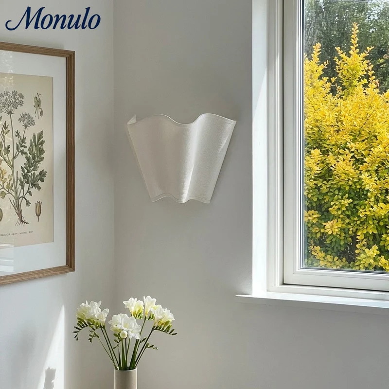 Wandlamp met Scalloped Linnen Kap Retro Design Klassieke Sfeerverlichting voor Woonkamer Slaapkamer Leeshoek | Sansoti