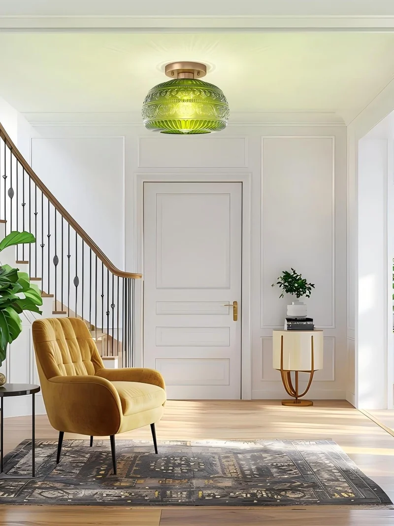 Glazen Bol Plafondlamp Getextureerd Glas Semi-Flush Verlichting voor Elke Ruimte | Sansoti