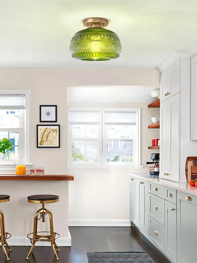 Glazen Bol Plafondlamp Getextureerd Glas Semi-Flush Verlichting voor Elke Ruimte | Sansoti
