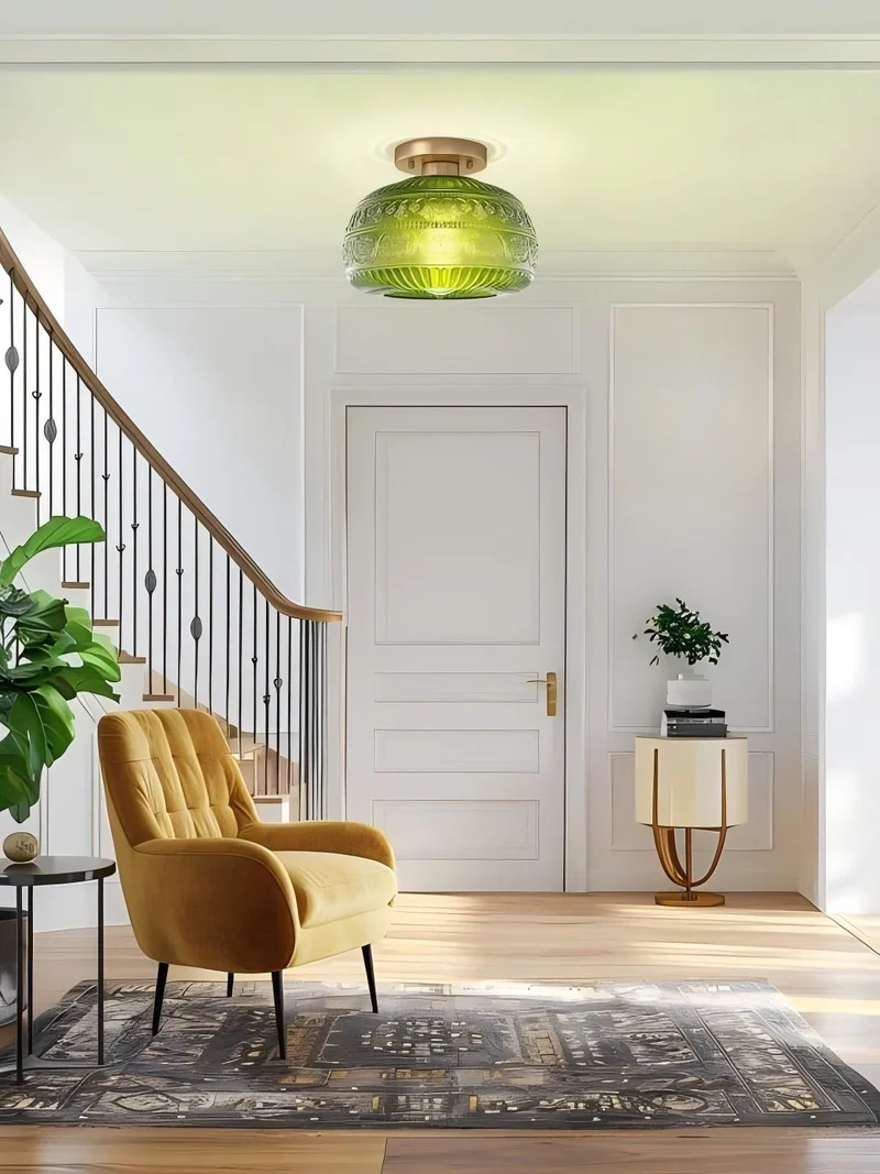 Glazen Bol Plafondlamp Getextureerd Glas Semi-Flush Verlichting voor Elke Ruimte | Sansoti