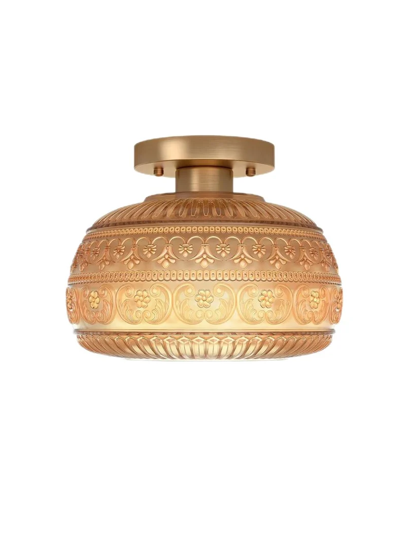 Glazen Bol Plafondlamp Getextureerd Glas Semi-Flush Verlichting voor Elke Ruimte | Sansoti