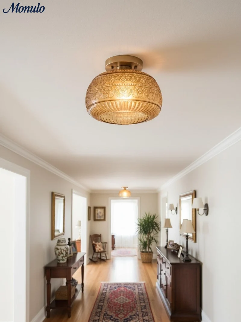 Glazen Bol Plafondlamp Getextureerd Glas Semi-Flush Verlichting voor Elke Ruimte | Sansoti