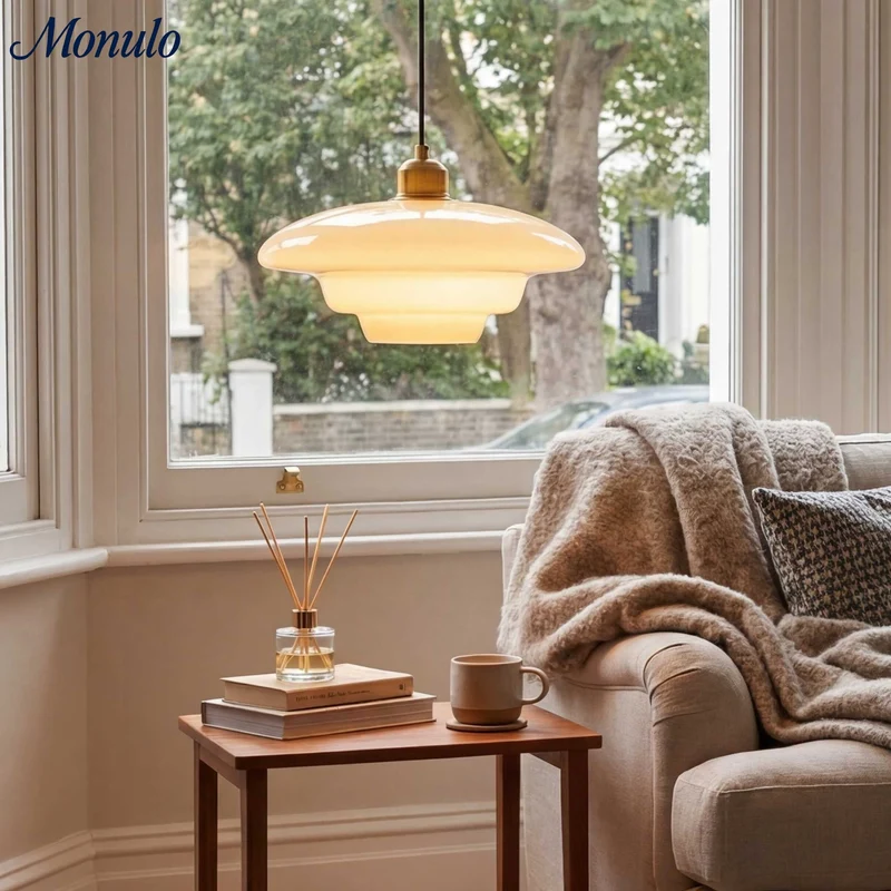 Glazen Hanglamp met Gelaagd Design – Melkwit Matglas voor Eetkamer en Woonkamer | Sansoti