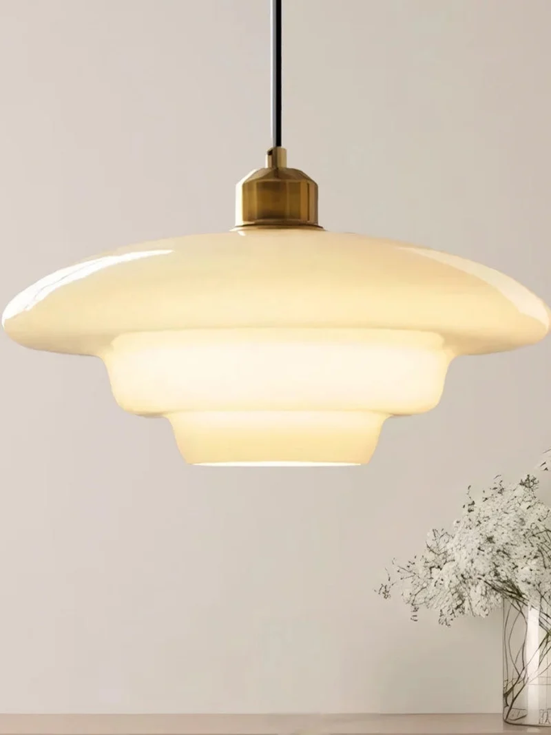 Glazen Hanglamp met Gelaagd Design – Melkwit Matglas voor Eetkamer en Woonkamer | Sansoti