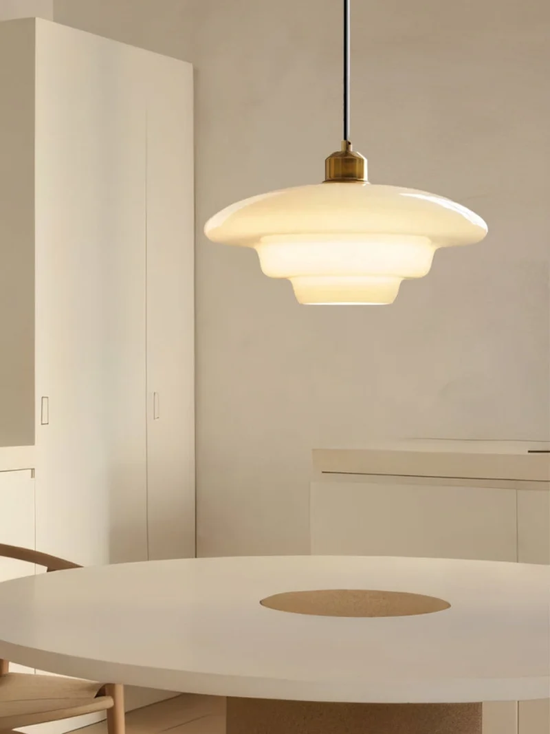 Glazen Hanglamp met Gelaagd Design – Melkwit Matglas voor Eetkamer en Woonkamer | Sansoti