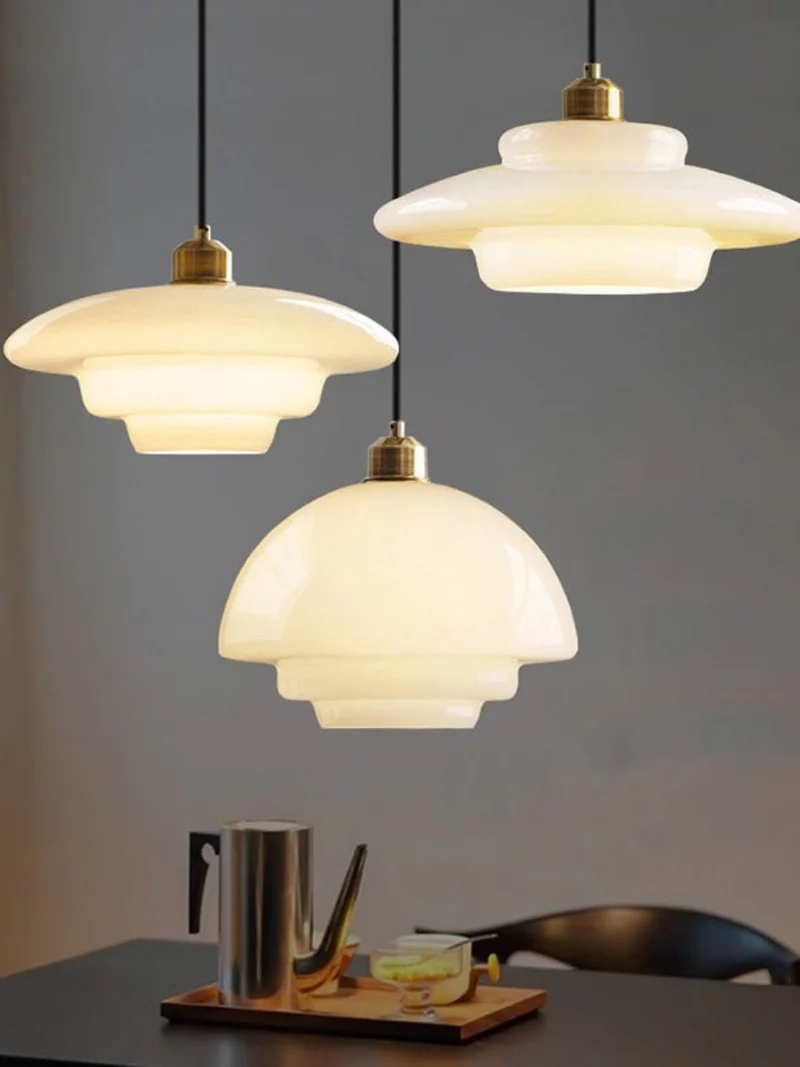 Glazen Hanglamp met Gelaagd Design – Melkwit Matglas voor Eetkamer en Woonkamer | Sansoti