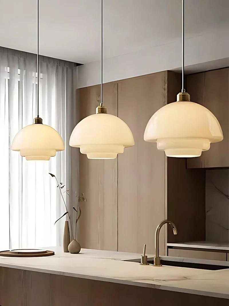 Glazen Hanglamp met Gelaagd Design – Melkwit Matglas voor Eetkamer en Woonkamer | Sansoti