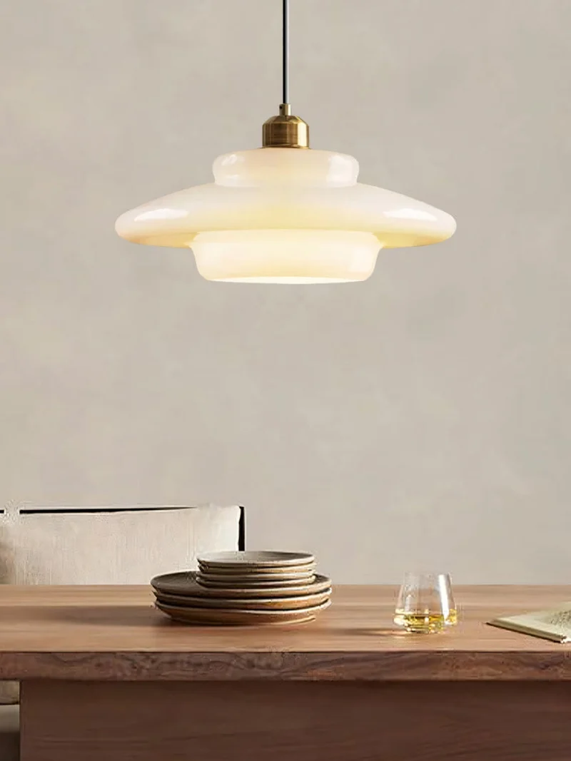 Glazen Hanglamp met Gelaagd Design – Melkwit Matglas voor Eetkamer en Woonkamer | Sansoti