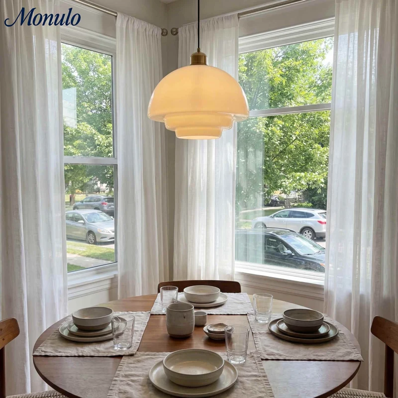 Glazen Hanglamp met Gelaagd Design – Melkwit Matglas voor Eetkamer en Woonkamer | Sansoti
